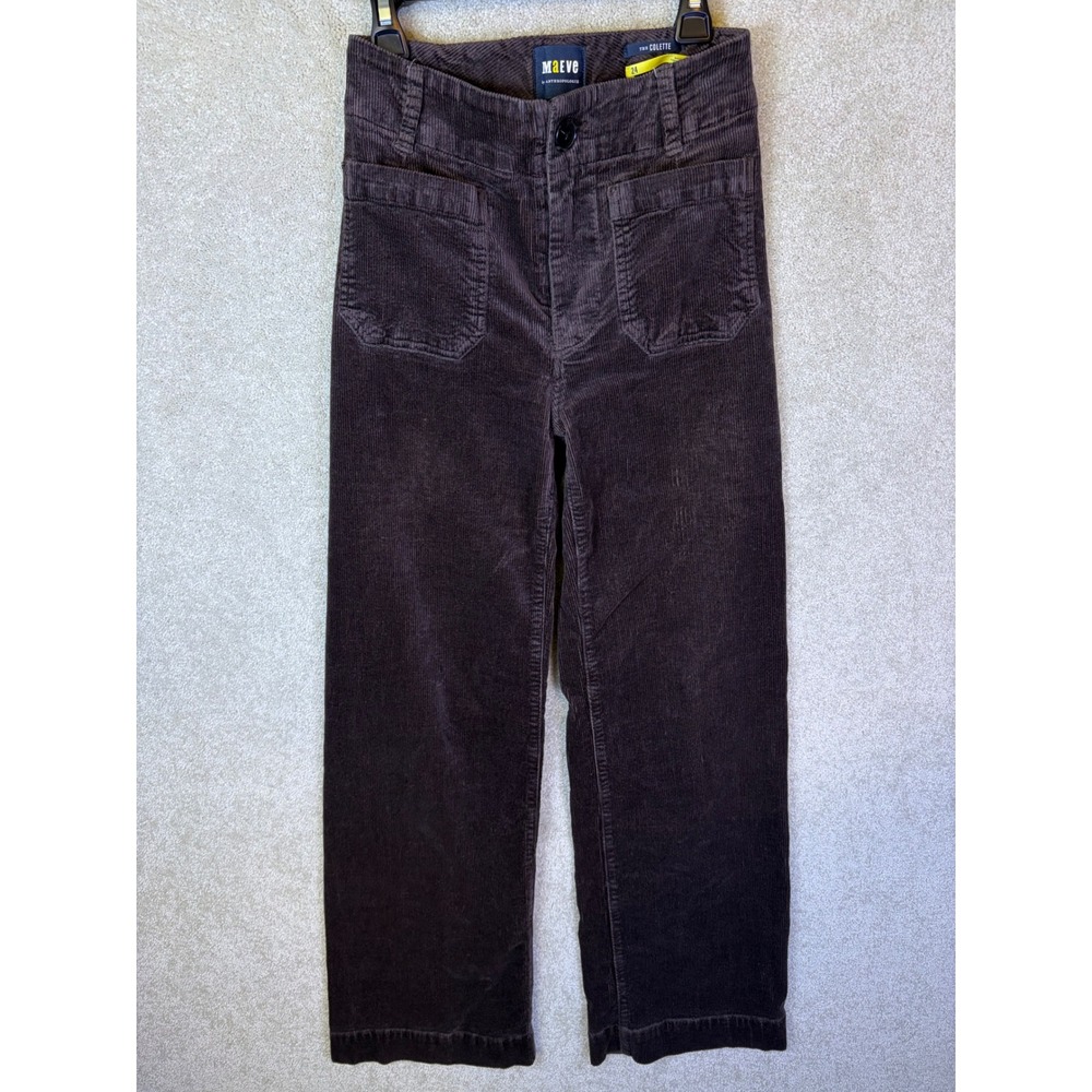 Maeve Colette Pants Womens 24 Brown Corduroy High Rise Wide Leg Anthropologie